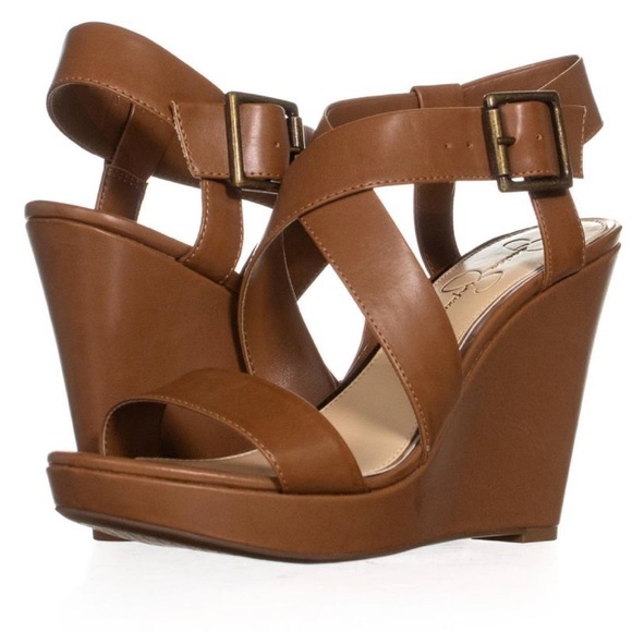 Jessica Simpson Brown Strappy Wedges 